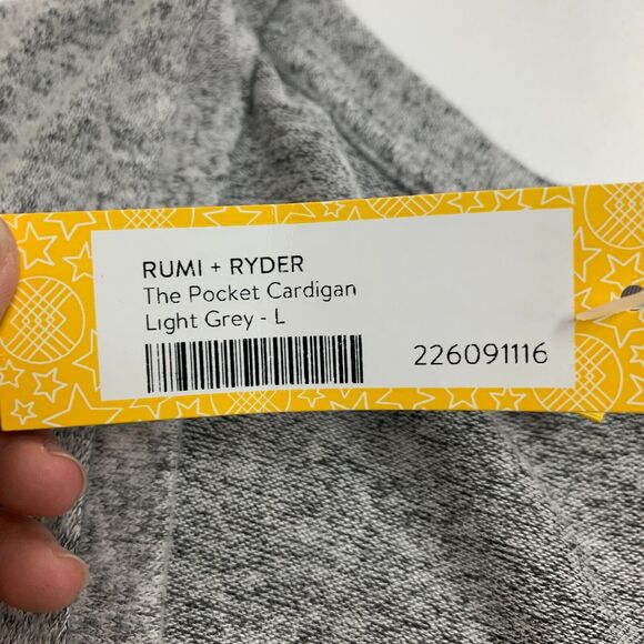 Rumi + Ryder Cardigan Womens L Large Gray Pockets Open Front Long Sleeve Knit - Picture 9 of 15